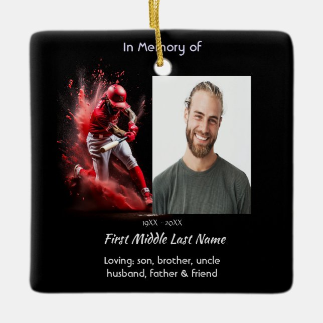 Christian Memorial Keepsake Baseball Softball  Ceramic Ornament (Front)