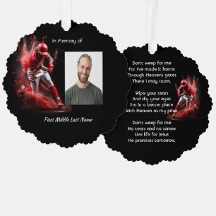 Christian Memorial Keepsake Baseball Softball  Tree Decoration Card