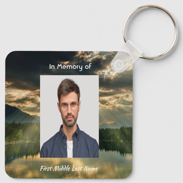 Christian Memorial Keepsake Beautiful Lake Beach Key Ring (Back)