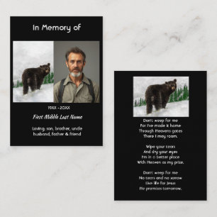 Christian Memorial Keepsake Black Bear Animal Business Card