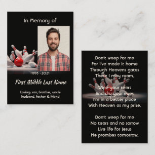 Christian Memorial Keepsake Bowling Bowler Business Card