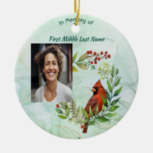 Christian Memorial keepsake Cardinal Bird Ceramic Tree Decoration