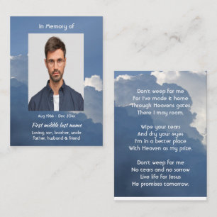Christian Memorial Keepsake Clouds Sky Heavenly Business Card