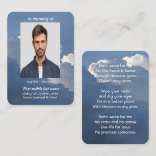 Christian Memorial Keepsake Clouds Sky Heavenly Business Card