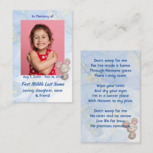 Christian Memorial Keepsake Cute Little Mouse Business Card