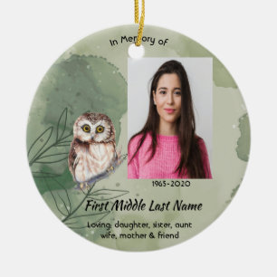 Christian Memorial Keepsake Cute Owl Bird Ceramic Tree Decoration