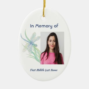 Christian Memorial Keepsake Dragonfly Watercolor  Ceramic Tree Decoration
