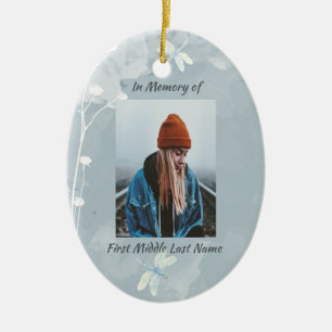Christian Memorial Keepsake Dragonfly White Flower Ceramic Tree Decoration