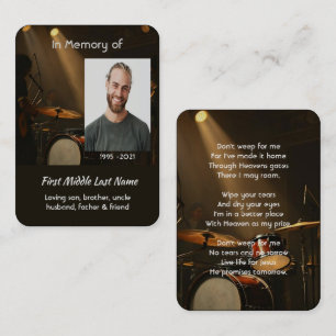 Christian Memorial Keepsake Drummer Drums Band  Business Card