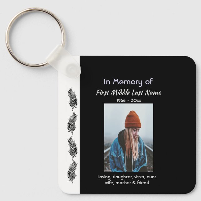 Christian Memorial Keepsake Feather Tribal Boho  Key Ring (Front)