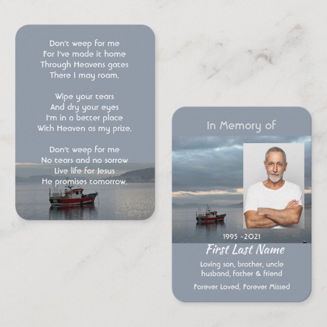 Christian Memorial Keepsake Fishing Boat Fisherman Business Card (Front/Back)