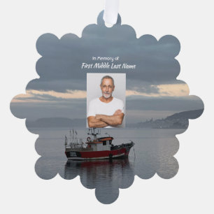 Christian Memorial Keepsake Fishing Boat Fisherman Tree Decoration Card