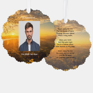 Christian Memorial Keepsake Golden Sunrise  Tree Decoration Card