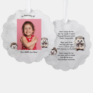 Christian Memorial Keepsake Hedgehog Children   Tree Decoration Card