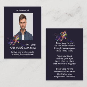 Christian Memorial Keepsake Hockey Player Sport Business Card