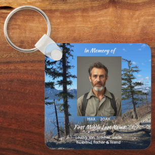 Christian Memorial Keepsake Lake Forest Trees Key Ring