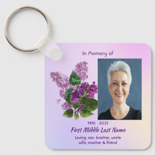 Christian Memorial Keepsake Lilac Garden Flower  Key Ring
