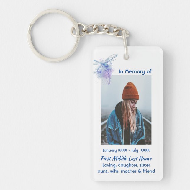 Christian Memorial Keepsake Memorial Dragonfly Key Ring (Front)