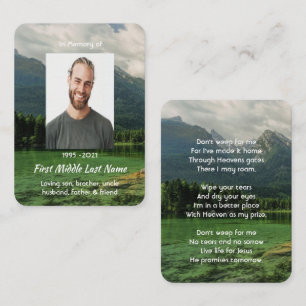 Christian Memorial Keepsake Mountain Lake Business Card