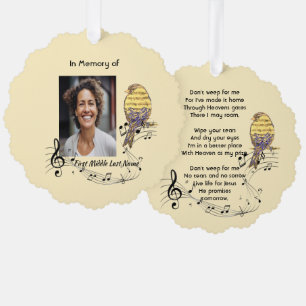 Christian Memorial Keepsake Music Bird Tree Decoration Card