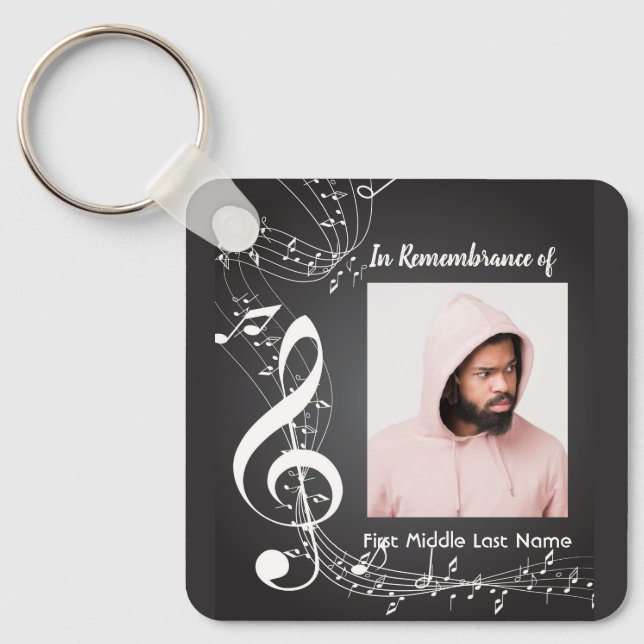 Christian Memorial Keepsake Music Notes  Key Ring (Front)
