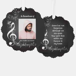 Christian Memorial Keepsake Music Notes Tree Decoration Card