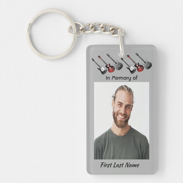 Christian Memorial Keepsake Musician Guitar Music  Key Ring (Front)