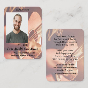 Christian Memorial Keepsake Musician Piano Guitar Business Card