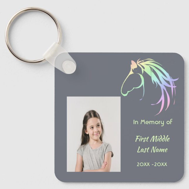Christian Memorial Keepsake Pastel Horse Art Key Ring (Front)