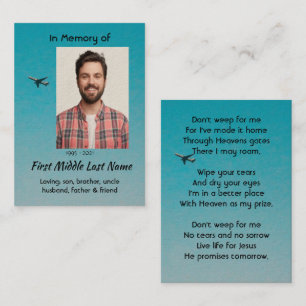 Christian Memorial Keepsake Pilot Airplane Flying Business Card