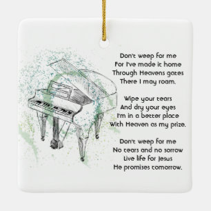 Christian Memorial Keepsake  Prayer Piano Musician Ceramic Ornament