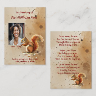 Christian Memorial keepsake Red Squirrel Business Card