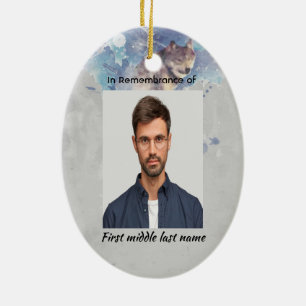 Christian Memorial Keepsake  Remembrance Wolf Ceramic Tree Decoration