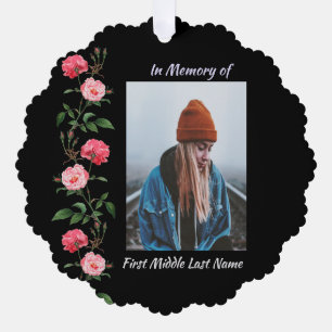 Christian Memorial Keepsake Roses Garden Flowers Tree Decoration Card