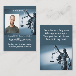 Christian Memorial Keepsake Scales Justice Law Business Card