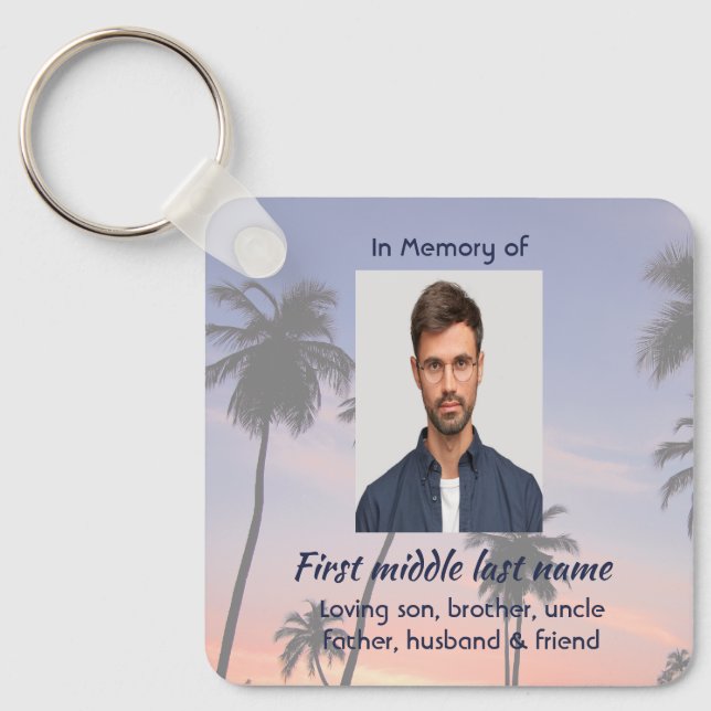 Christian Memorial Keepsake Tropical Beach Key Ring (Front)