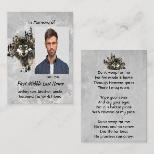 Christian Memorial Keepsake Wolf Wolves Animal art Business Card
