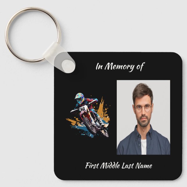 Christian Memorial Motocross Motorcycle Racing Key Ring (Front)