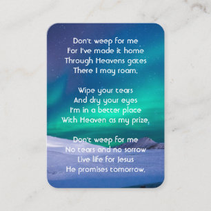 Christian Memorial Northern Lights Aurora Borealis Business Card