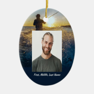 Christian Memorial Ocean Fly Fishing Fisherman  Ceramic Tree Decoration