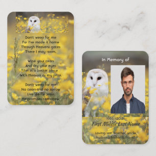 Christian Memorial Photo Barn Owl Bird Business Card