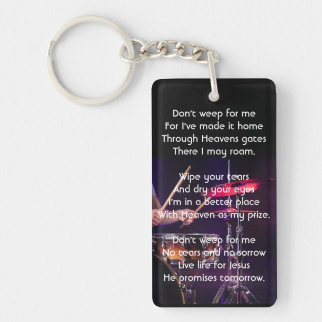 Christian Memorial Photo  Drummer Drums Band  Key Ring (Front)