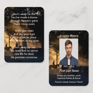 Christian Memorial Photo Forest Trail Walk Horses Business Card