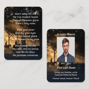Christian Memorial Photo Forest Trail Walk Horses Business Card