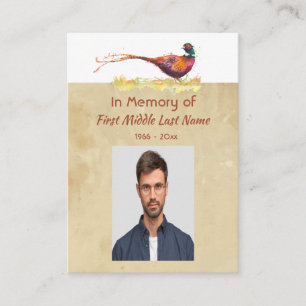 Christian Memorial Photo Invite Pheasant Bird Art