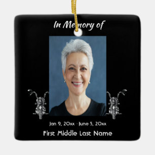 Christian Memorial Photo Motorcycle Biker  Ceramic Ornament