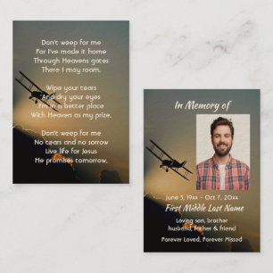 Christian Memorial Photo Pilot Aeroplane Flying Business Card