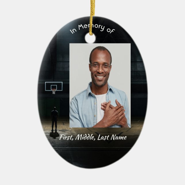 Christian Memorial Pocket Card Basketball Game Ceramic Tree Decoration (Front)