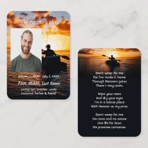 Christian Memorial Pocket Card Kayaking Sport