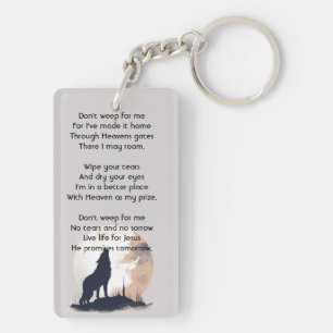  Christian Memorial Prayer Wolf Howling Animal Key Ring